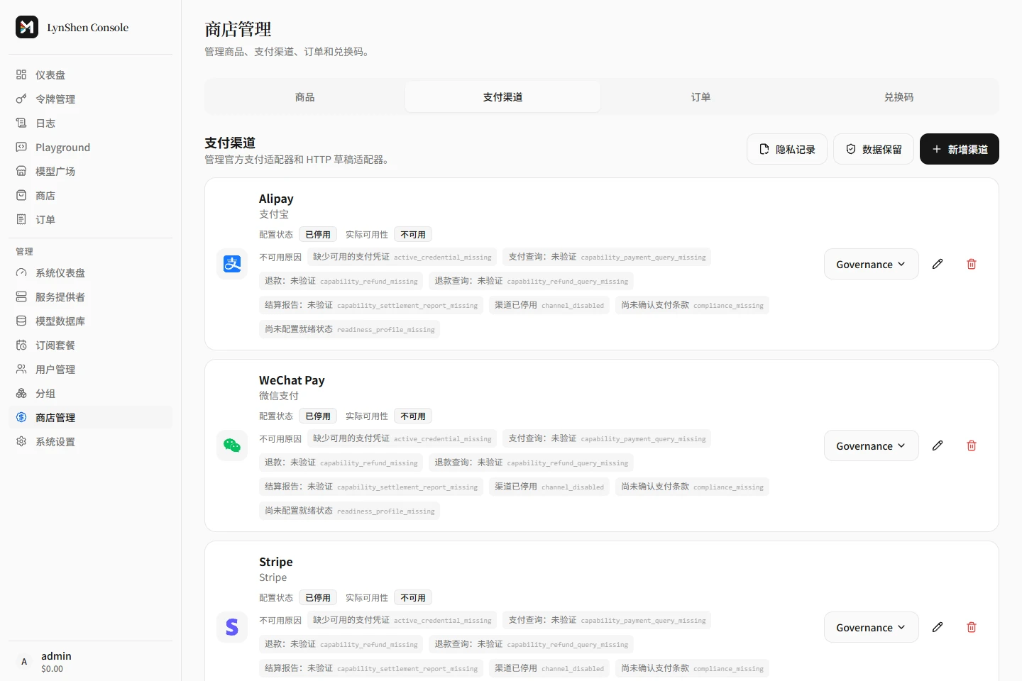 商店支付渠道